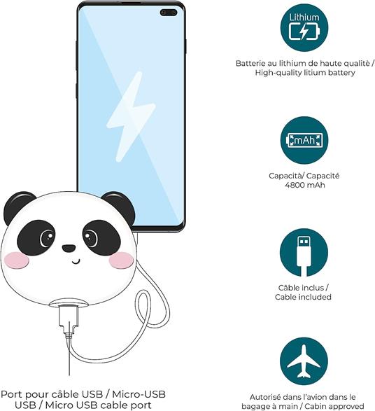 Caricabatteria portatile 4800 Mah - Power Bank - Panda - 2