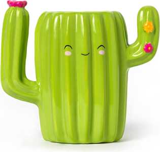 Idee regalo Legami - Portapenne in Ceramica, Desk Friends, 12,5 x 7,5 cm, Tema Cactus, da Scrivania, Dipinti a Mano Legami