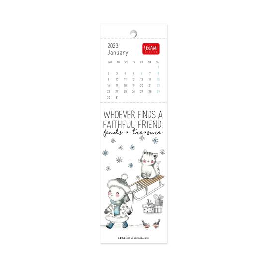 Calendario segnalibro Legami 2023, Sketchy Cats - 5.5 x 18 cm - 3