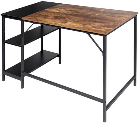 BAKAJI Scrivania con Libreria 3 Ripiani Tavolo da Lavoro Porta Pc Computer Struttura in Metallo e Piano in Legno MDF Anticato e Nero Arredamento Casa Ufficio Cameretta Dimensioni 120 x 60 x 75 cm - 5