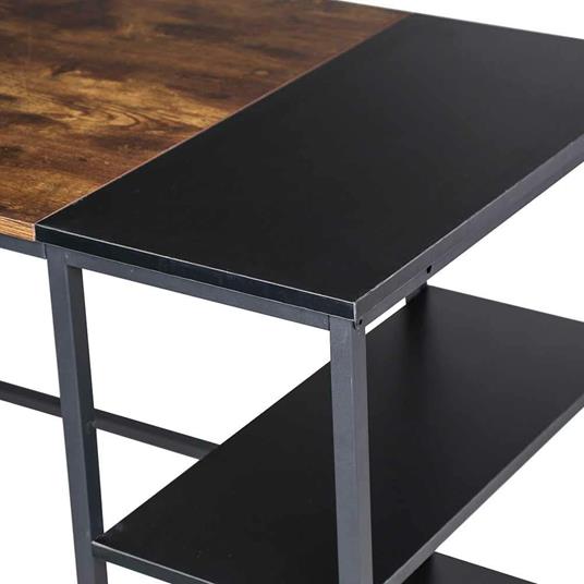 BAKAJI Scrivania con Libreria 3 Ripiani Tavolo da Lavoro Porta Pc Computer Struttura in Metallo e Piano in Legno MDF Anticato e Nero Arredamento Casa Ufficio Cameretta Dimensioni 120 x 60 x 75 cm - 6