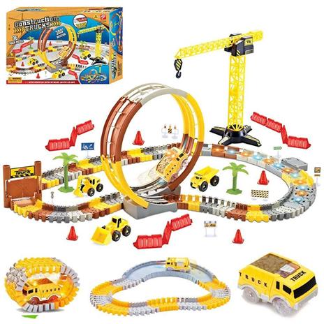 Pista Macchinine Flessibile Cantiere dei Lavori Costruzione 106pz con Veicoli - 2