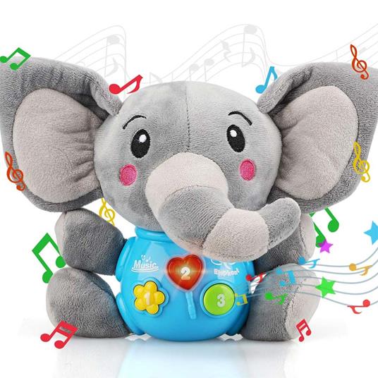 Peluche Elefantino Giocattolo Prima Infanzia Bambino Neonato Elefante Luci  Suoni