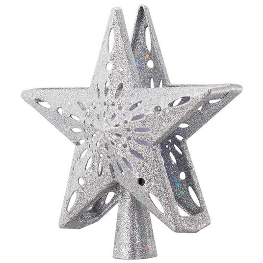 10 pollici Joycabin puntale per albero di Natale colore argento lampada a proiezione a LED con fiocchi di neve scintillanti 