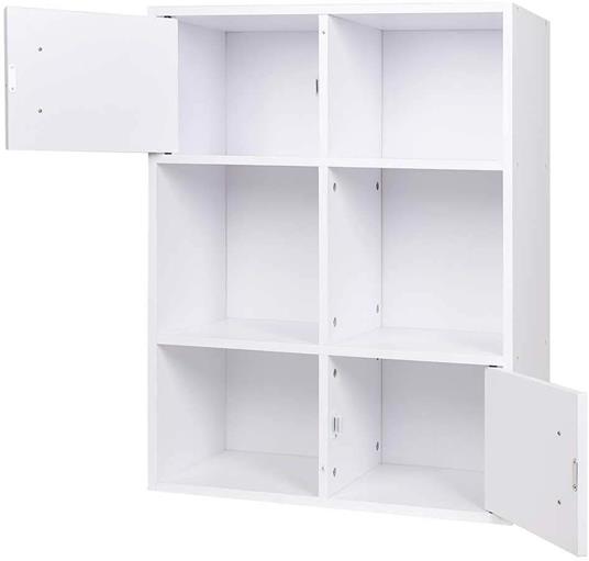 BAKAJI Mobile Libreria Scaffale 6 Ripiani Mensole con 2 Ante Calamitate e Maniglia in Metallo Struttura in Legno MDF Design Moderno per Casa Ufficio Dimensione 80 x 61,5 x 29,5 cm (Bianco) - 3