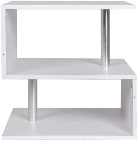 BAKAJI Libreria Bassa Scaffale 3 Ripiani in Legno MDF e Metallo Tavolino Caffè Laterale Divano Design Moderno Arredamento per Soggiorno Salotto Casa Ufficio 50 x 50 x 50 cm Colore Bianco - 4