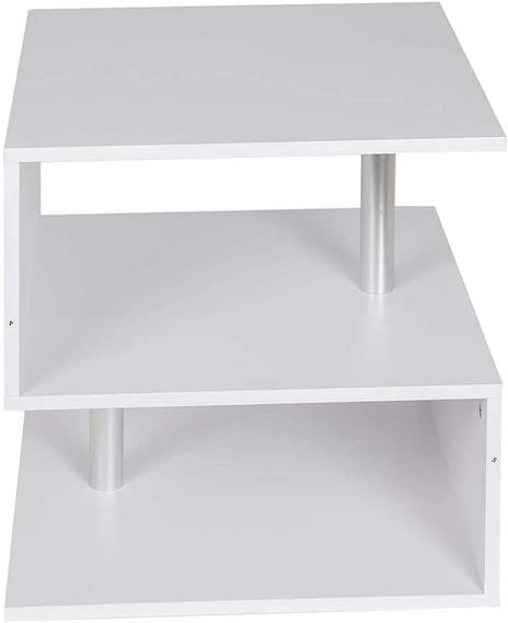 BAKAJI Libreria Bassa Scaffale 3 Ripiani in Legno MDF e Metallo Tavolino Caffè Laterale Divano Design Moderno Arredamento per Soggiorno Salotto Casa Ufficio 50 x 50 x 50 cm Colore Bianco - 6