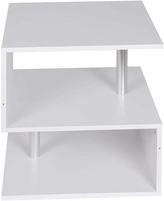 BAKAJI Libreria Bassa Scaffale 3 Ripiani in Legno MDF e Metallo Tavolino Caffè Laterale Divano Design Moderno Arredamento per Soggiorno Salotto Casa Ufficio 50 x 50 x 50 cm Colore Bianco - 6