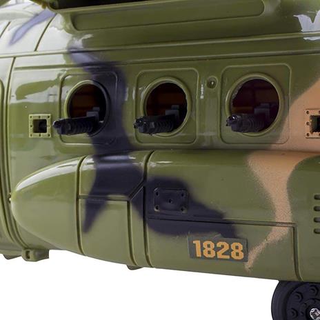 Bakaji Aereo Militare Giocattolo per Bambini Gigante con Luci e Suoni 3 Soldatini Snodati Inclusi Dimensione 60 x 55 x 22 cm Cuarto in ogni dettaglio con Portelloni Apribili e Maniglia - 4