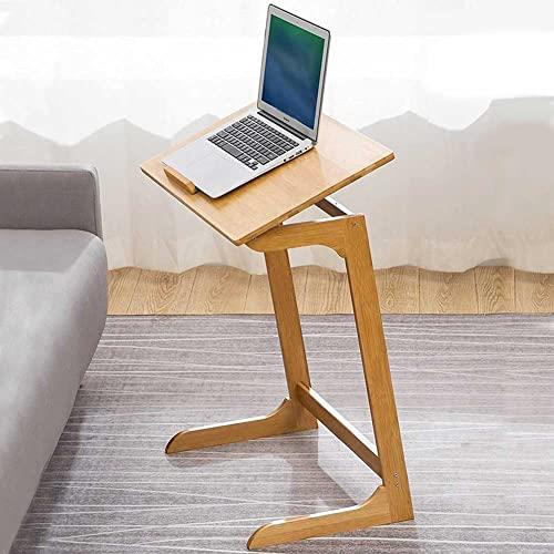 BAKAJI Scrivania Tavolo da Lavoro Porta Pc Computer in Legno di bamboo Tavolino Letto Divano Piano in Legno MDF Inclinabile Casa Ufficio Design Moderno 60 x 35 x 67 cm (Design 1)