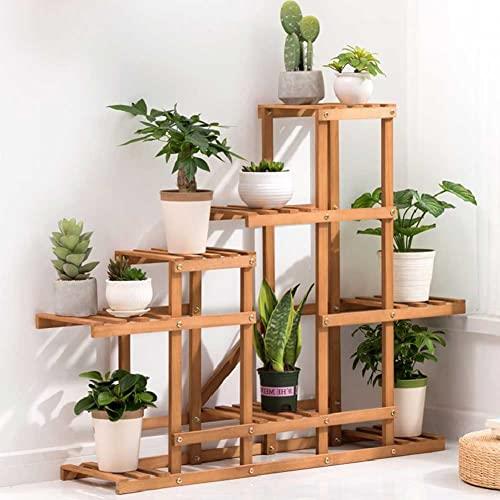 Bakaji Scaffale Porta Vasi Piante Fiori con Ripiani Struttura in Legno di Bamboo Mobile Libreria Scaffalatura Multiuso Design Moderno Colore Naturale Arredamento Casa Design 1 