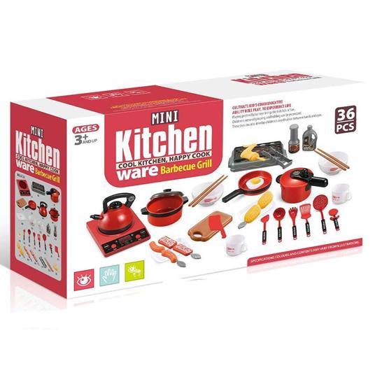 Set Kit 36 Pezzi da Cucina Giocattolo Gioco per Bambini con Suoni  Realistico - Bakaji - Statico - Giocattoli