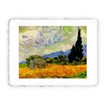 Stampa di Vincent van Gogh - Campo di grano con cipressi, Miniartprint - cm 17x11
