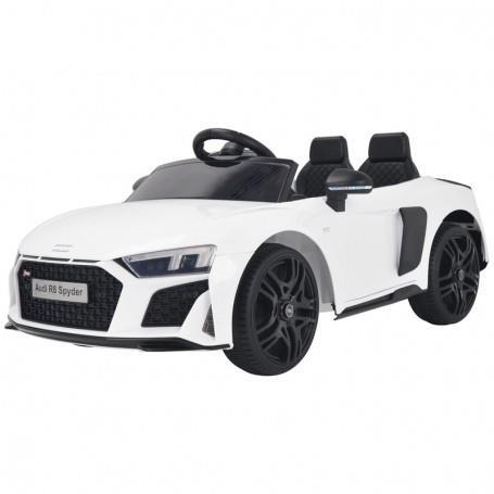 Auto Elettrica Per Bambini Audi R8 Spyder Bianco Ibis 12V Con R/C 2.4 Ghz, Mp3, Luici E Suoni Clb