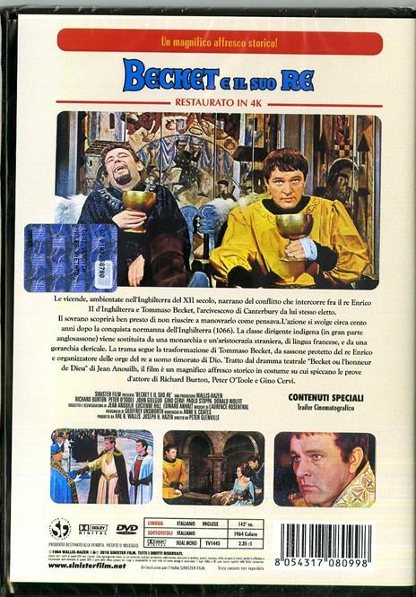 Becket e il suo re. Restaurato in 4K (DVD) di Peter Glenville - DVD - 2