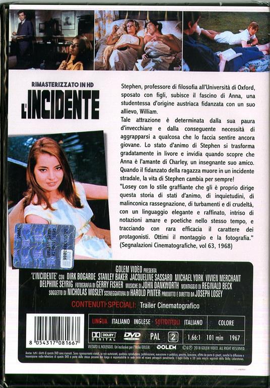 L' incidente. Rimasterizzato in HD (DVD) di Joseph Losey - DVD - 2