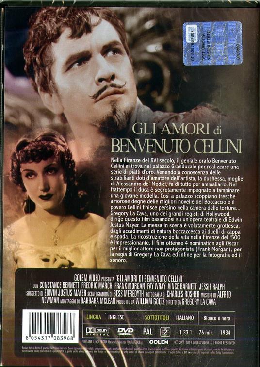 Gli amori di Benvenuto Cellini (DVD) di Gregory La Cava - DVD - 2