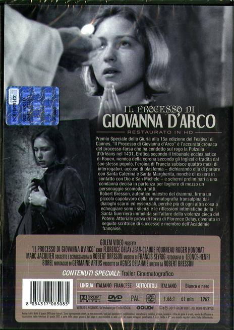 Il processo di Giovanna d'Arco. Restaurato in HD (DVD) di Robert Bresson - DVD - 2