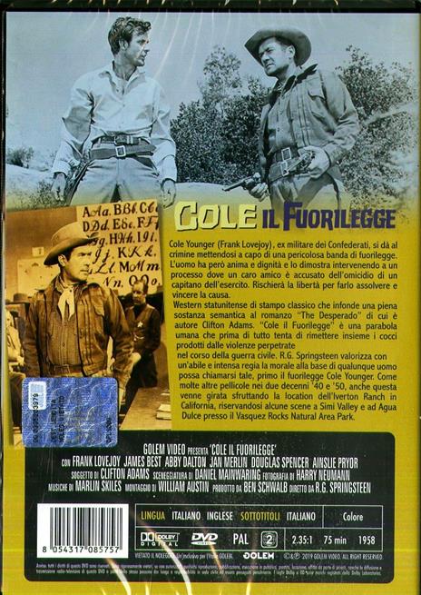 Cole il fuorilegge (DVD) di R. G. Springsteen - DVD - 2