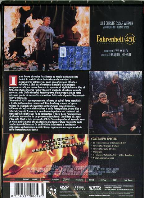 Fahrenheit 451 (DVD restaurato in HD) di François Truffaut - DVD - 2