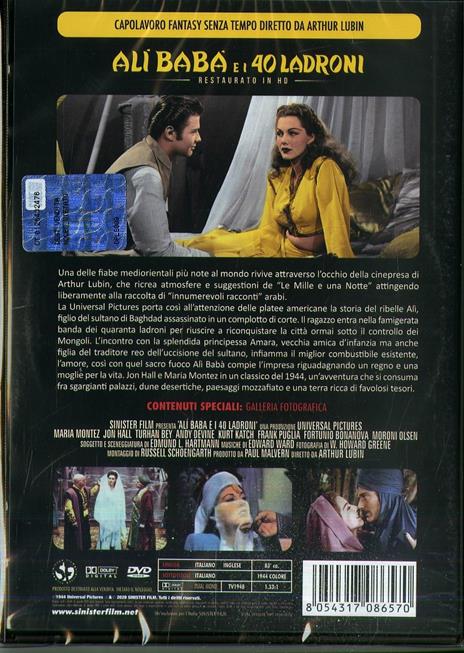 Ali Baba e i 40 ladroni. Restaurato in HD (DVD) di Arthur Lubin - DVD - 2