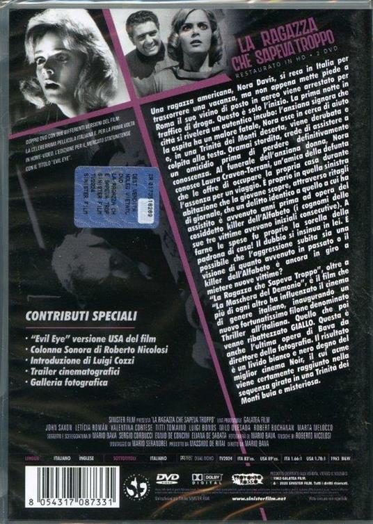 La ragazza che sapeva troppo. Restaurato in HD (2 DVD) DVD Film di