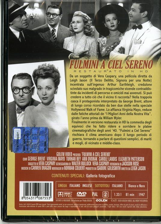 Fulmini a ciel sereno. Restaurato in HD (DVD) di Leigh Jason - DVD - 2