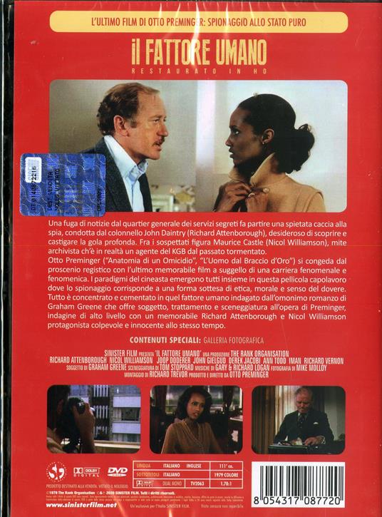 Il fattore umano. Restaurato in HD (DVD) di Otto Preminger - DVD - 2