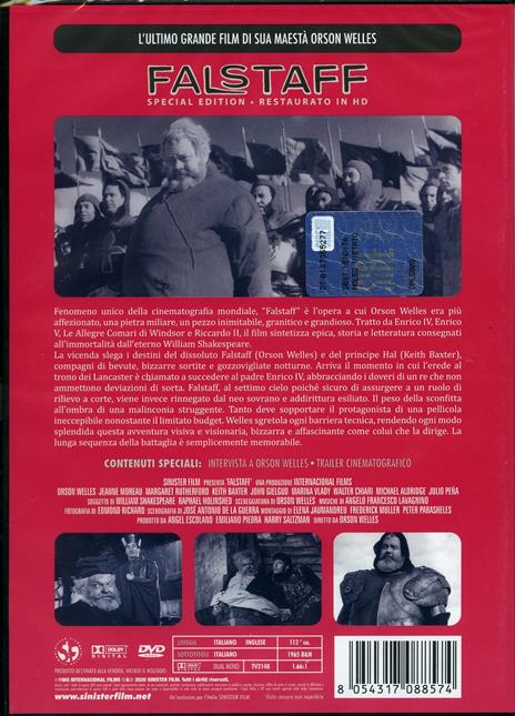 Falstaff. Special Edition. Restaurato in HD (DVD) di Orson Welles - DVD - 2
