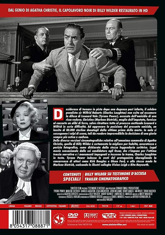 Testimone d'accusa. Restaurato in HD (DVD) di Billy Wilder - DVD - 2