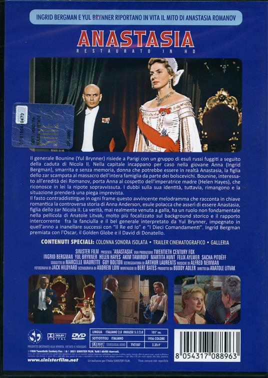 Anastasia. Restaurato in HD (DVD) di Anatole Litvak - DVD - 2