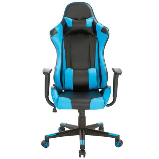 Sedia Poltrona Gaming Scrivania Ufficio Casa Reclinabile Girevole Direzionale Blu - 4