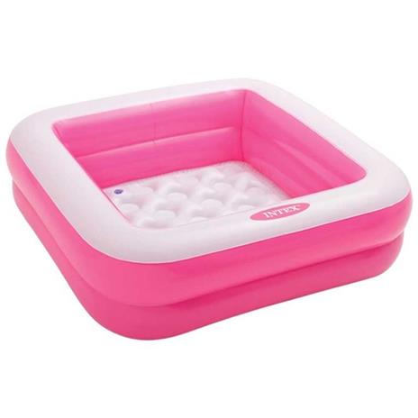 Piscina Gonfiabile per Bambini Baby Quadrata 2 Anelli Rosa 85x85x23cm Intex - 2