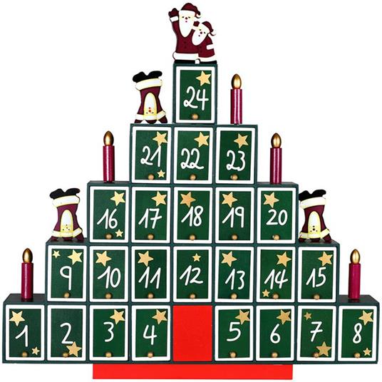 Calendario Avvento Albero Di Natale In Legno 24 Cassetti - Bakaji