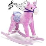 Cavallo a Dondolo Unicorno Rosa con Effetti Sonori Realistici Legno e Peluche