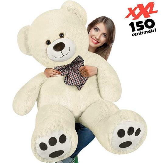 Peluche Orso Gigante XXL Alto 150cm Pupazzo Bambini Orsacchiotto Morbido Crema