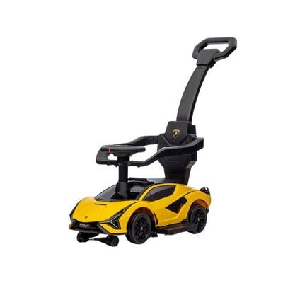 Primi Passi 3 in 1 Macchina Cavalcabile Lamborghini con Maniglione Direzionabile Giallo
