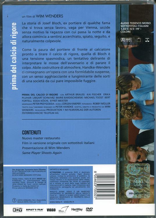 Prima del calcio di rigore di Wim Wenders - DVD - 2