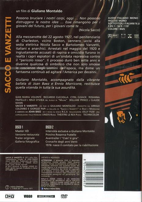 Sacco e Vanzetti (DVD) di Giuliano Montaldo - DVD - 2