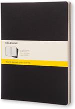 Quaderno Cahier Journal Moleskine XXL a quadretti nero. Black. Set da 3