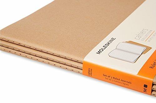 Quaderno Cahier Journal Moleskine XXL a righe beige. Kraft Brown. Set da 3 - 5