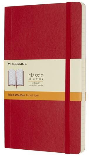 Taccuino Moleskine large a righe copertina morbida rosso. Scarlet Red