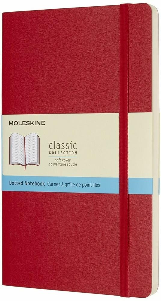 Taccuino Moleskine large puntinato copertina morbida rosso. Scarlet Red