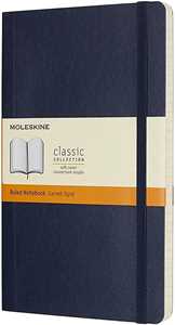 Cartoleria Taccuino Moleskine large a righe copertina morbida blu. Sapphire Blue Moleskine