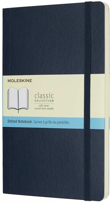 Taccuino Moleskine large puntinato copertina morbida blu. Sapphire Blue