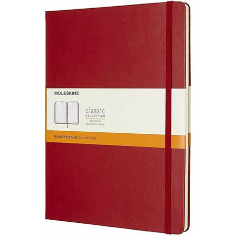Taccuino Moleskine XL a righe copertina rigida rosso. Scarlet Red