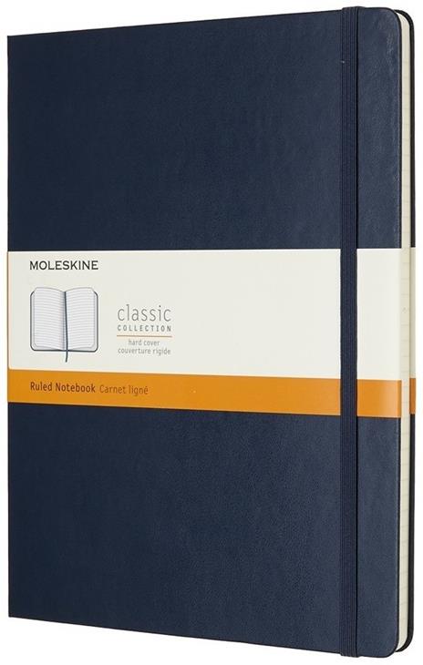 Taccuino Moleskine XL a righe copertina rigida blu. Sapphire Blue