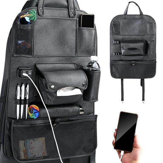 Organizer Schienale Sedile Auto Organizzatore con Porte USB e Tasche  Portatutto - Bakaji - Idee regalo