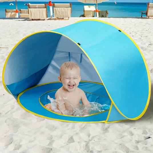 Tenda Gioco Parasole Bambini Spiaggia Mini Piscina Pieghevole Portatile Pop  up - Bakaji - Idee regalo
