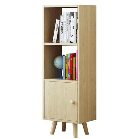 Mobile Libreria 2 Ripiani + Anta Mobiletto Legno Design Moderno 132x30x33cm Oak - 2